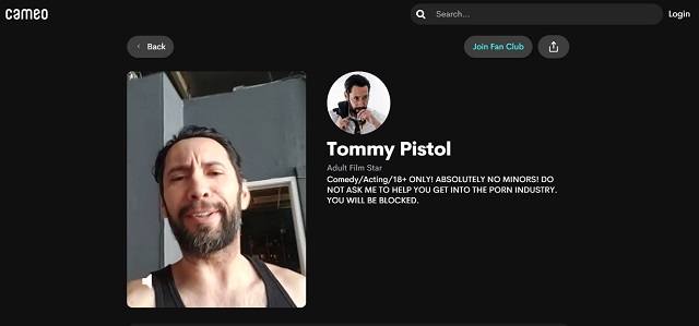 top adult stars on cameo Tommy Pistol