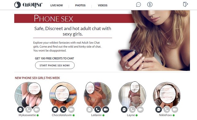 The Arousr phone sex homepage