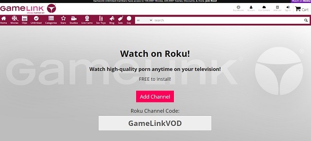roku porn on gamelink