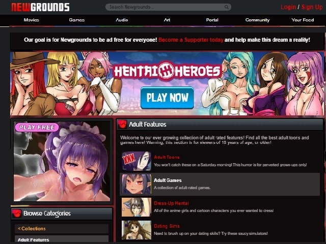 Newgrounds Adult Games - Inside the 18+ Section
