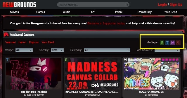 find adult content on newgrounds