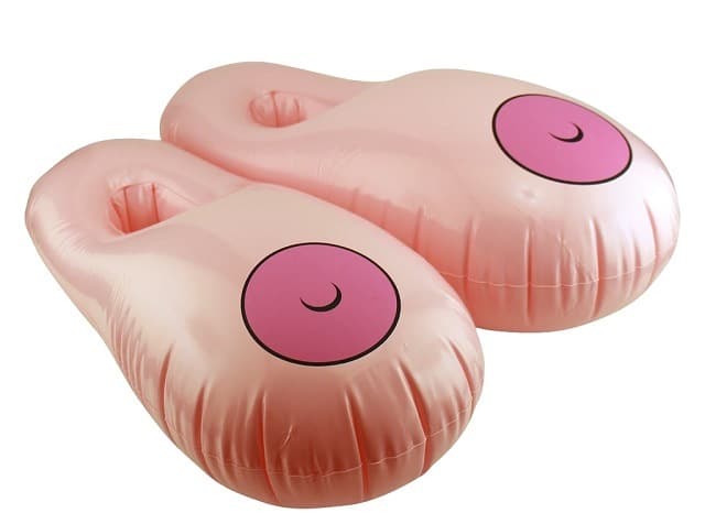 Dirty Secret Santa Gifts 2021 - inflatable boob slippers
