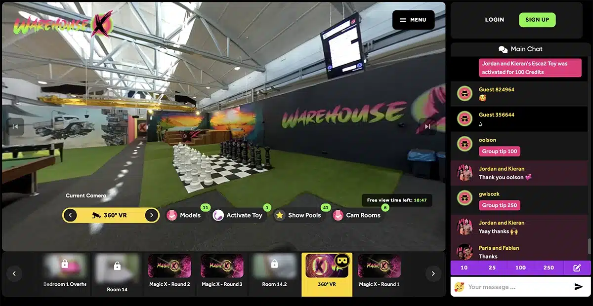 Warehouse X Live 360 degree VR sex cam