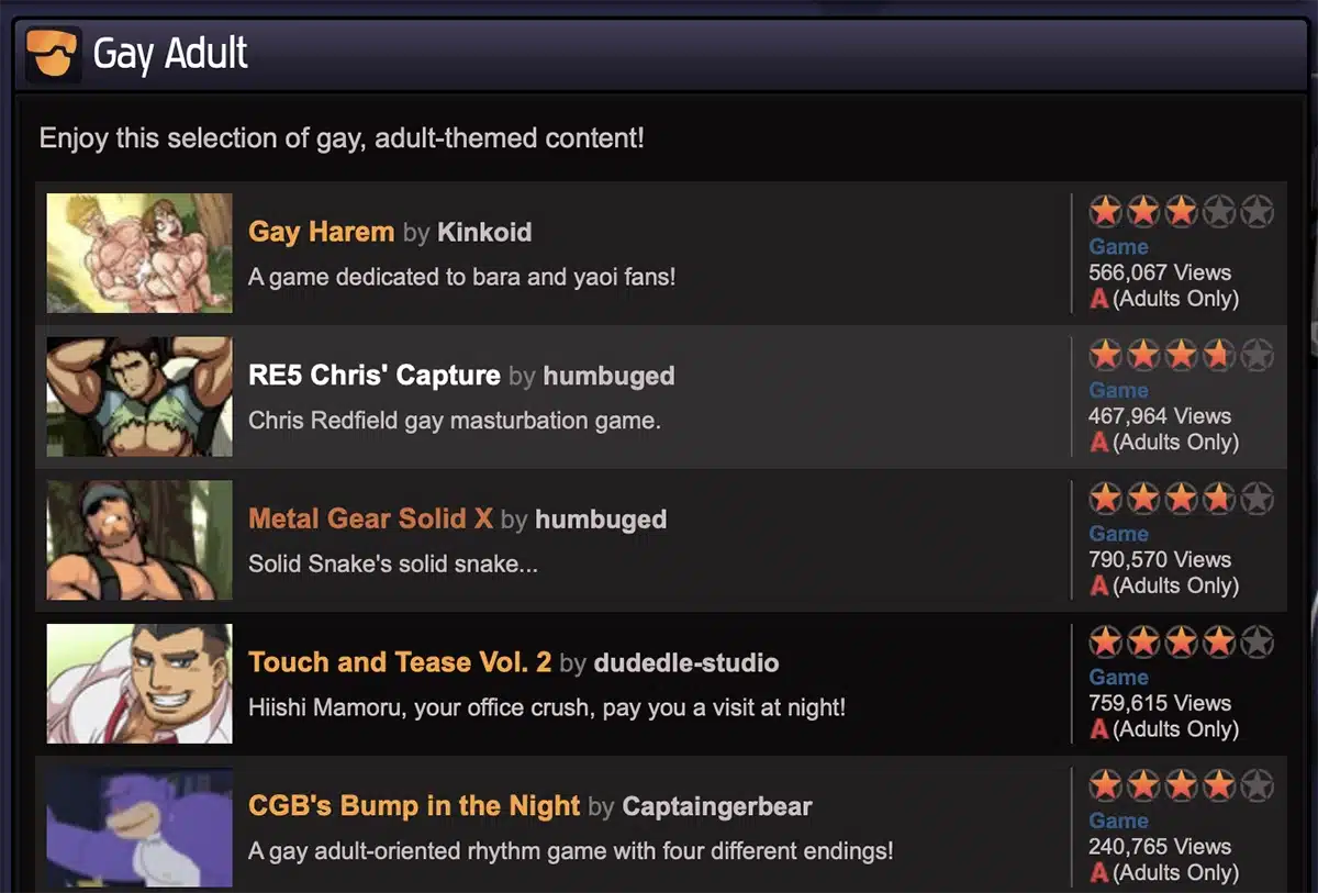 Gay adult games on Newgrounds