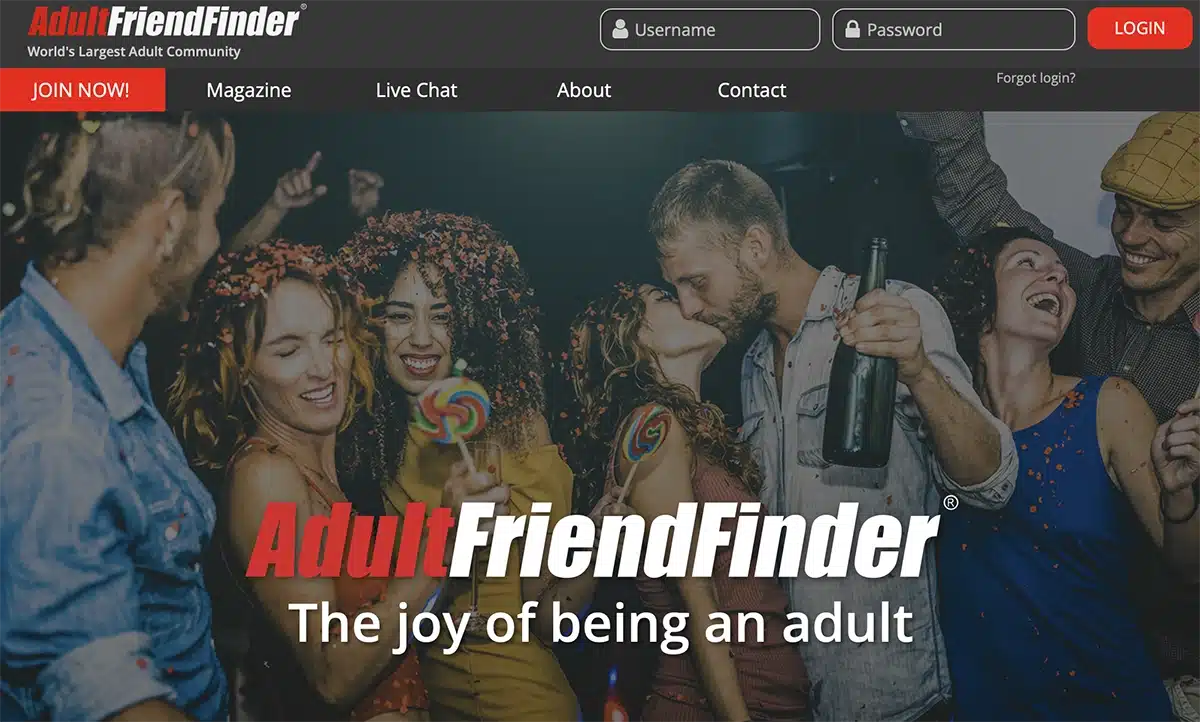 Adult Friend Finder homepage